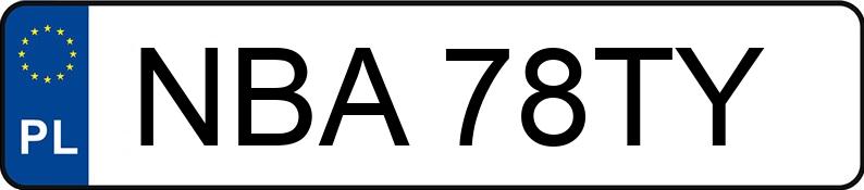 Numer rejestracyjny NBA78TY posiada  