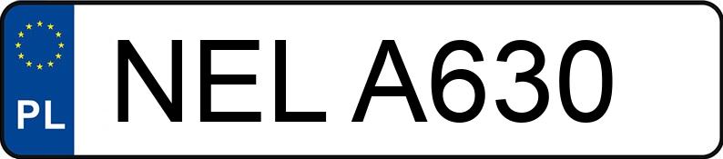 Numer rejestracyjny NEL A630 posiada MAZDA  - NELA630