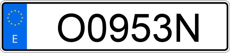 Numer rejestracyjny O0953N posiada  