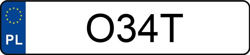 Numer rejestracyjny O34T posiada MITSUBISHI SIGMA