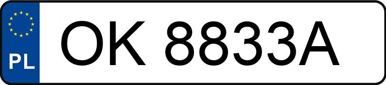 Numer rejestracyjny OK 8833A posiada SKODA SCALA - OK8833A