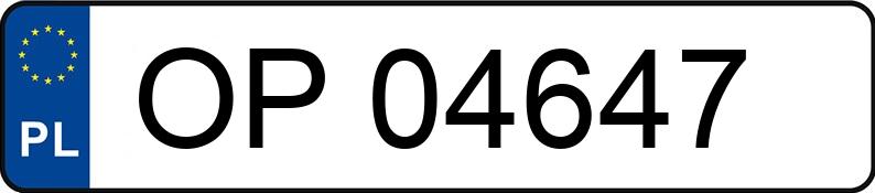 Numer rejestracyjny OP 04647 posiada VOLKSWAGEN PASSAT - OP04647