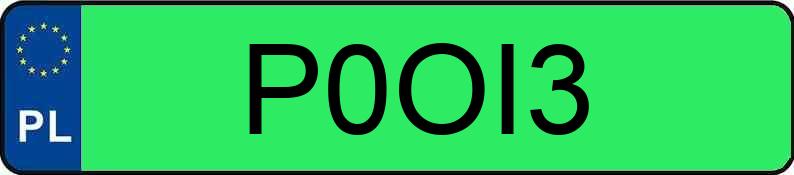 Numer rejestracyjny P0OI3 posiada TESLA Model 3 MR`19 Performance 75kWh CVT