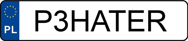 Numer rejestracyjny P3HATER posiada AUDI S3 LIMOUSINE