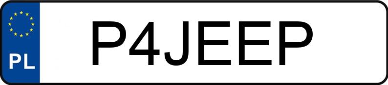 Numer rejestracyjny P4JEEP posiada JEEP GRAND CHEROKEE