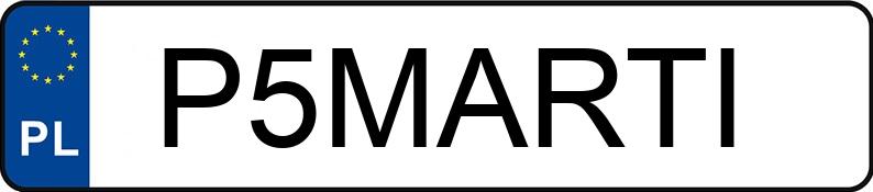 Numer rejestracyjny P5MARTI posiada BMW 320 Diesel DPF MR`04 E4 E90 320 Diesel DPF MR`04 E4 E90