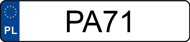 Numer rejestracyjny PA 71 posiada DODGE CHALLENGER - PA71