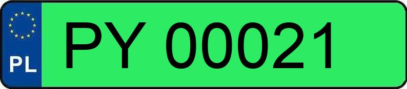 Numer rejestracyjny PY 00021 posiada FORD MUSTANG MACH-E - PY00021