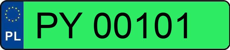 Numer rejestracyjny PY 00101 posiada KIA - PY00101 Numer rejestracyjny PY 00101 posiada KIA - PY00101