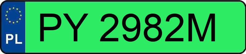 Numer rejestracyjny PY 2982M posiada MINI COOPER E - PY2982M