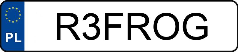 Numer rejestracyjny R3FROG posiada AUDI RS3 Quattro 2.5 TFSI MR`24 E6e 8Y S tronic