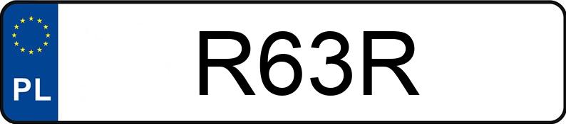 Numer rejestracyjny R63R posiada FORD MUSTANG