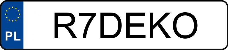 Numer rejestracyjny R7DEKO posiada TOYOTA AURIS