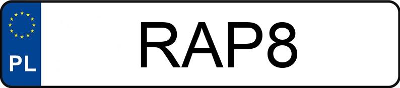 Numer rejestracyjny RAP 8 posiada DODGE CHALLENGER - RAP8