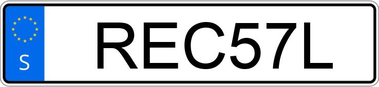 El número de registro REC57L tiene Toyota Corolla