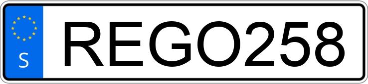 Numer rejestracyjny REGO258 posiada  