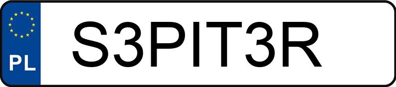 Registreringsnummeret S3PIT3R har BMW 328i MR`12 E5 F30 328i MR`12 E5 F30