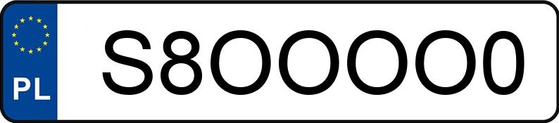 Numer rejestracyjny S8OOOO0 posiada AUDI R8 Coupe 5.2 FSI MR`15 E6 42 Plus S tronic