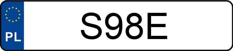 Numer rejestracyjny S98E posiada BMW 330i Kat. MR`01 E3 E46 X