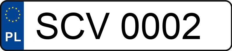 Numer rejestracyjny SCV 0002 posiada TYP N DO 900 - SCV0002