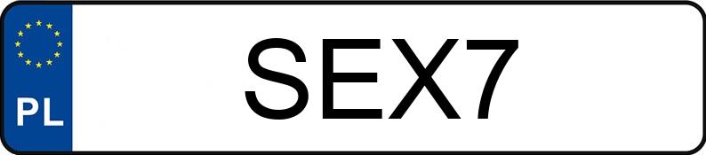 Numer rejestracyjny SEX7 posiada  