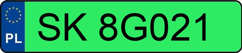 Numer rejestracyjny SK 8G021 posiada TESLA MODEL 3 - SK8G021