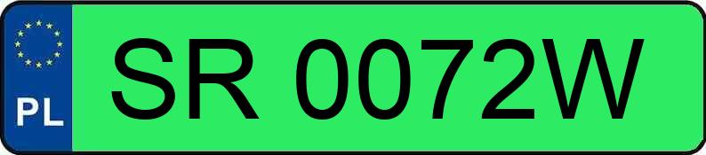 Numer rejestracyjny SR 0072W posiada TESLA MODEL 3 - SR0072W