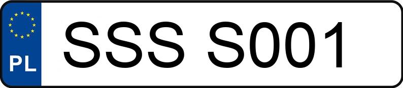 Numer rejestracyjny SSS S001 posiada   - SSSS001