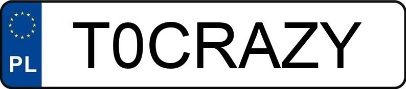 Numer rejestracyjny T0CRAZY posiada MERCEDES-BENZ CLA 45 AMG MR`13 E5 117 4Matic