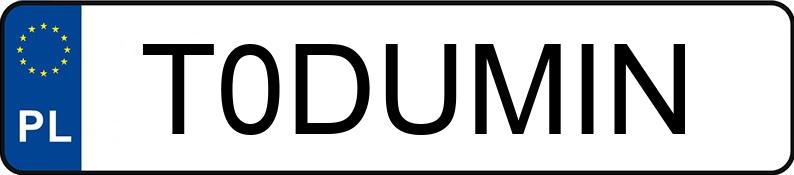 Numer rejestracyjny T0DUMIN posiada PEUGEOT 308