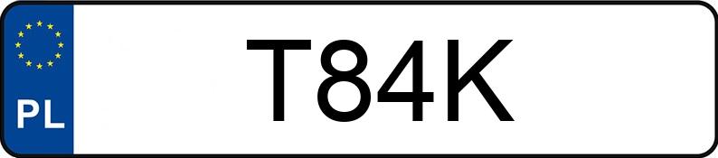 Numer rejestracyjny T84K posiada FORD F 150