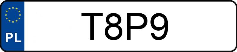 Numer rejestracyjny T8P9 posiada TOYOTA CAMRY