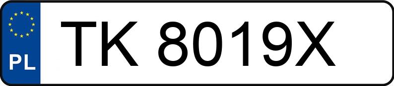 Numer rejestracyjny TK 8019X posiada VOLKSWAGEN GOLF - TK8019X