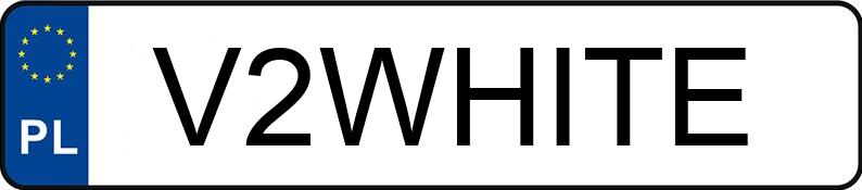Il numero di registrazione V2WHITE ha FORD Mustang 5.0 MR`24 E6 GT