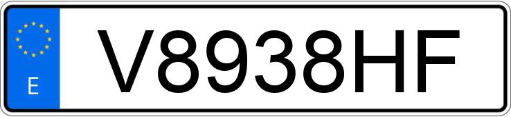 Numer rejestracyjny V8938HF posiada PEUGEOT 206