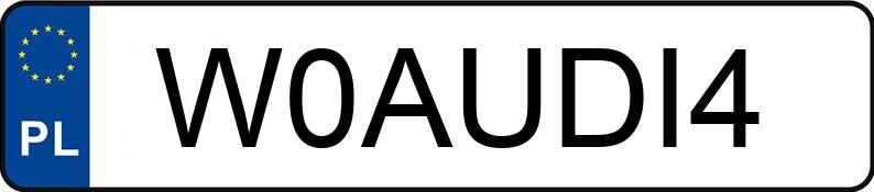 Numer rejestracyjny W0AUDI4 posiada AUDI A4
