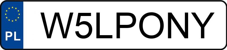 Numer rejestracyjny W5LPONY posiada FORD Mustang 5.0 MR`18 E6 Mach 1