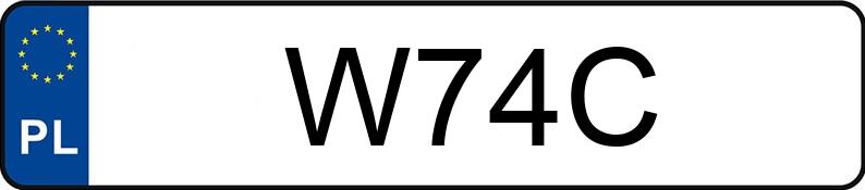 Numer rejestracyjny W74C posiada FORD MUSTANG