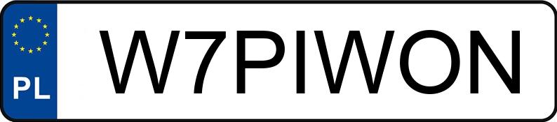 Numer rejestracyjny W7PIWON posiada AUDI S3 SPORTBACK