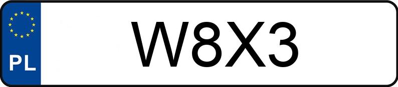 Numer rejestracyjny W8X3 posiada CHEVROLET CAMARO