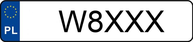 Numer rejestracyjny W8XXX posiada AUDI A3 2.0 FSI Kat. MR`04 E3 8P