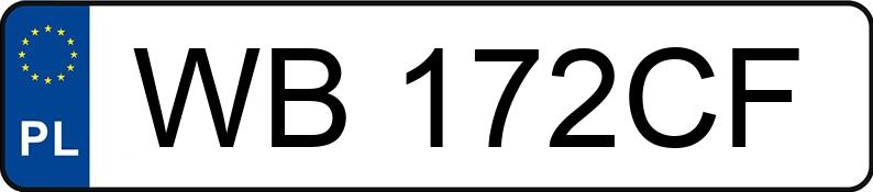 Numer rejestracyjny WB172CF posiada  