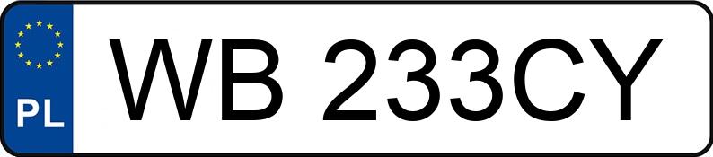 Numer rejestracyjny WB 233CY posiada HONDA CIVIC 5 DR - WB233CY