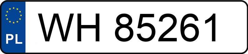 Znaleziono tablicę rejestracyjną o numerach WH85261