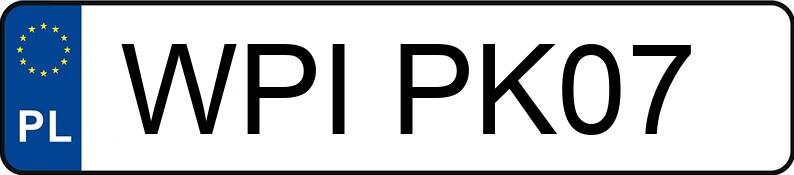 Numer rejestracyjny WPI PK07 posiada OPEL Vectra A 1.6i Kat. GL - WPIPK07