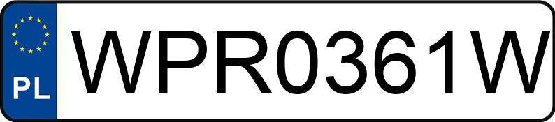 Numer rejestracyjny WPR 0361W posiada TOYOTA PRIUS - WPR0361W