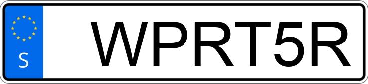 Numer rejestracyjny WPRT5R posiada  