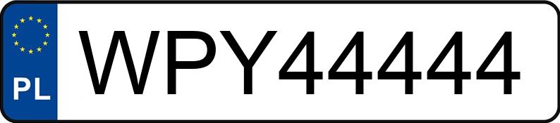 Numer rejestracyjny WPY 44444 posiada SAM OLDAR - WPY44444