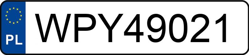 Numer rejestracyjny WPY 49021 posiada MAZDA 3 - WPY49021