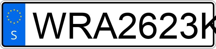 Numer rejestracyjny WRA2623K posiada  